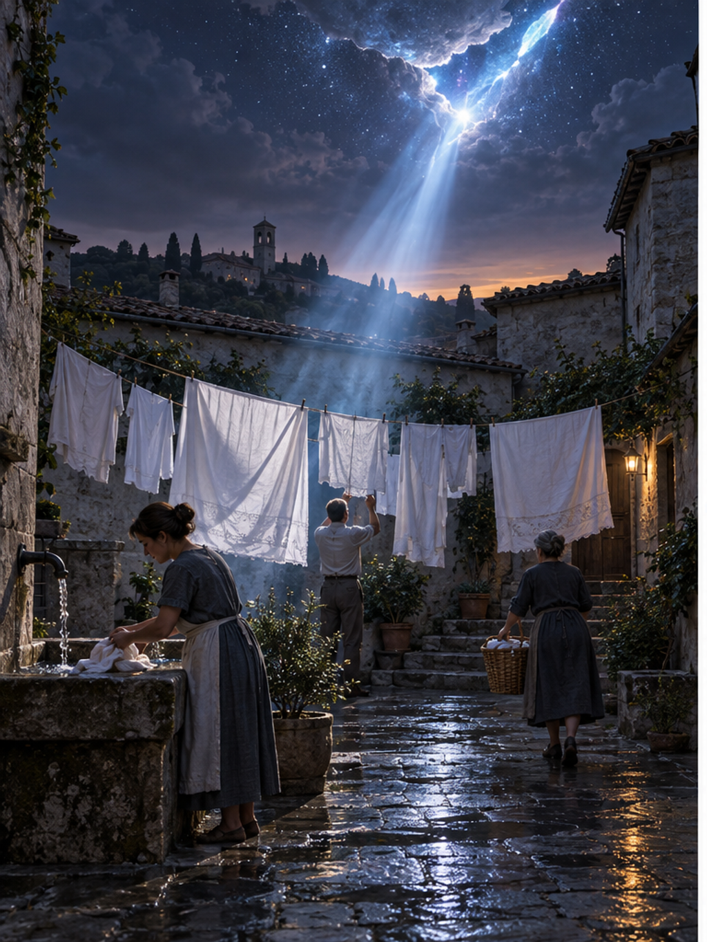 Laundry Courtyard Under a Star Rift