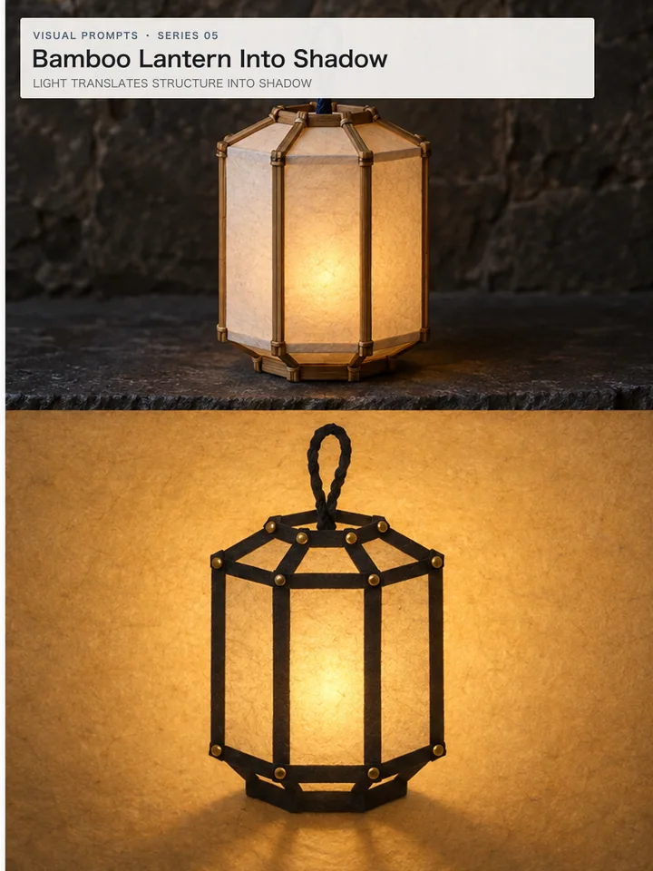 Bamboo Lantern Into Shadow