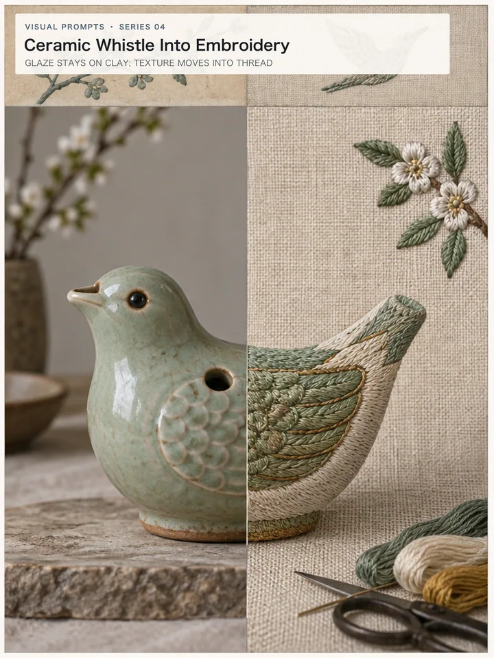 Ceramic Whistle Into Embroidery