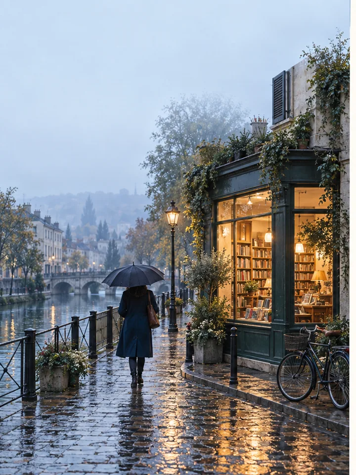 Rain Bookshop Morning - Rainy bookshop morning editorial