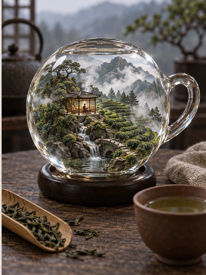 Tea Mountain Crystal Cup