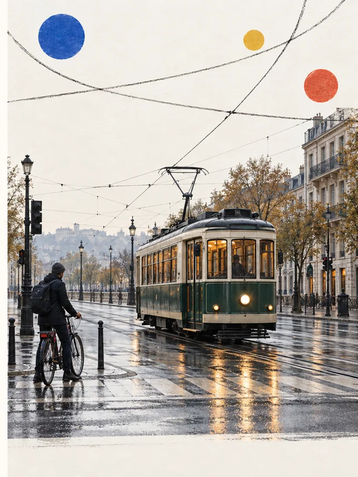 Morning on the Tramline - Photo-doodle morning editorial