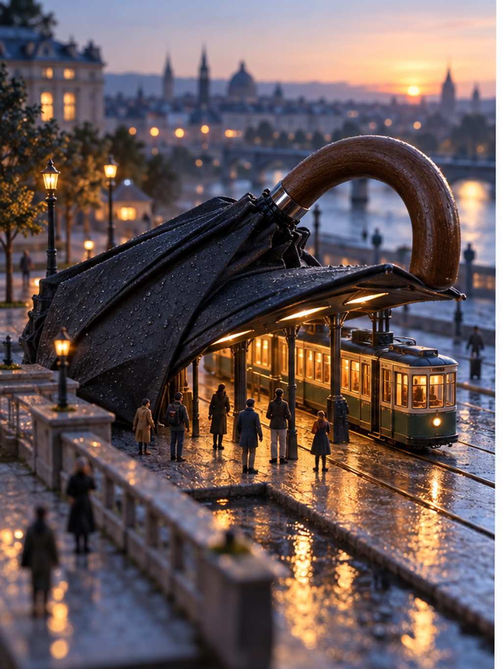 Umbrella Stop at Dawn