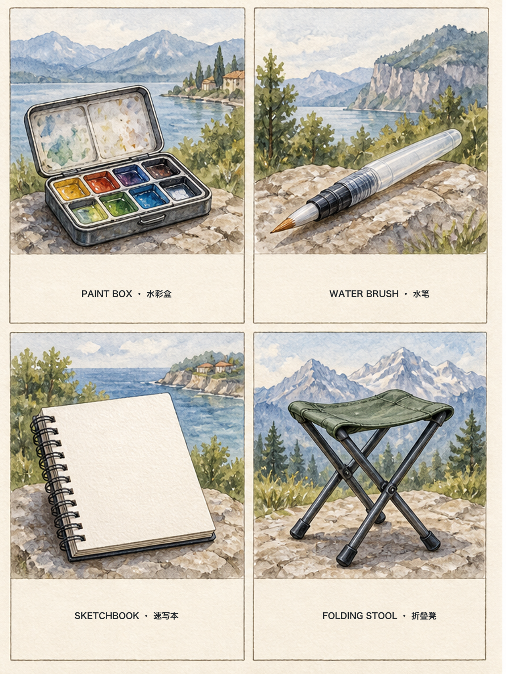 Watercolor Field Kit Cards