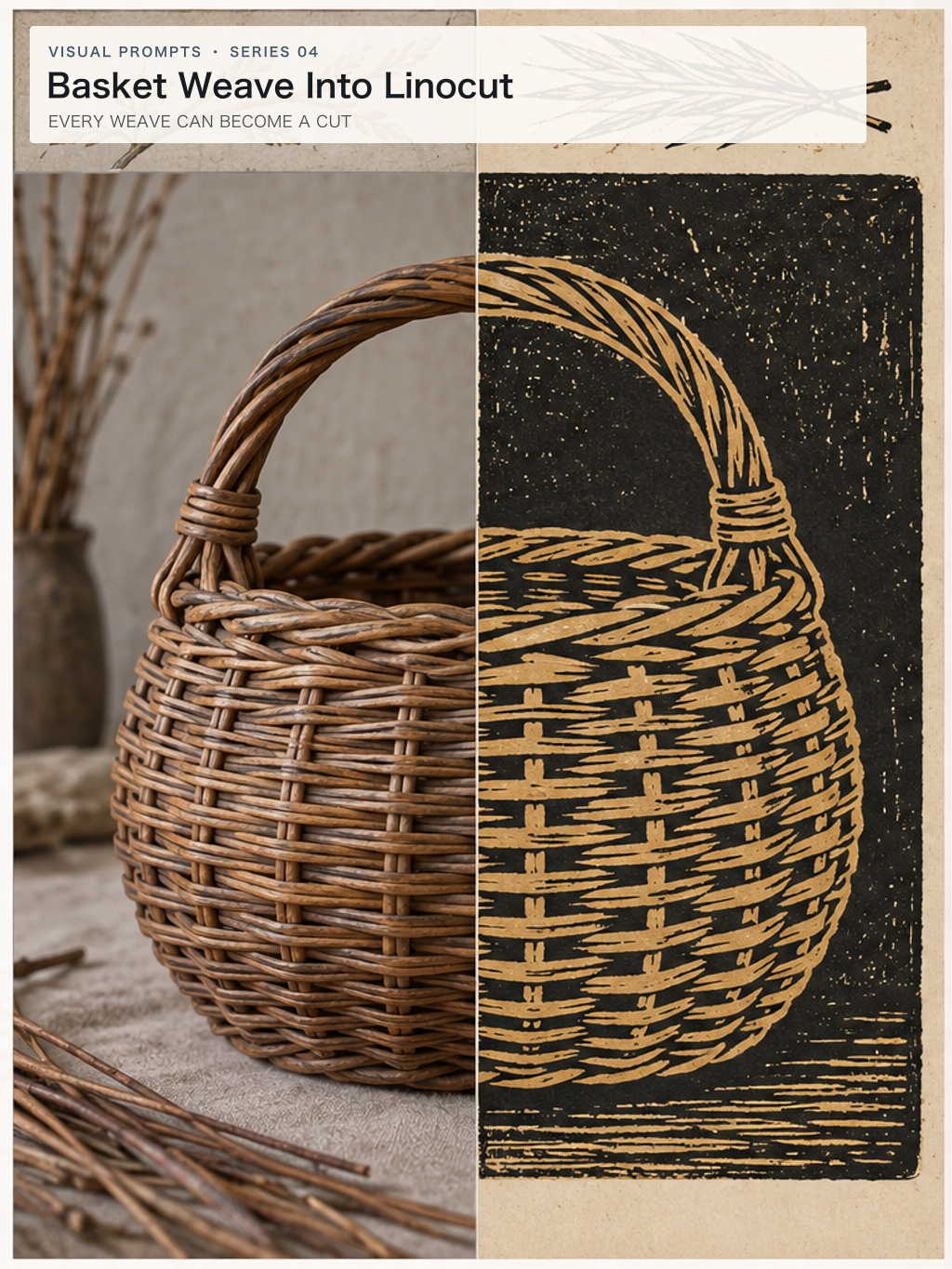 Basket Weave Into Linocut